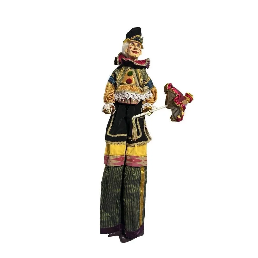 Retired Katherine’s Collection “Stiltz” 47” Jester Clown Figure w/ COA & Origina